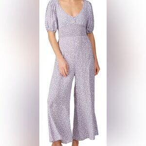 Auguste The Label Purple Floral Wide Leg Jumpsuit Size 8 Good Preown Condition